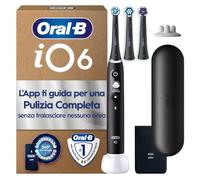 Oral-B iO 6 Spazzolino Elettrico Ricaricabile Nero, 3 Testine Di Ricambio, 1 Custodia Da Viaggio. 1 Spazzolino