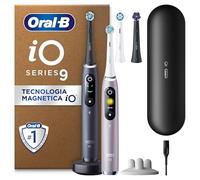 Oral-B iO 9, 2 Spazzolini Elettrici, 4 Testine di Ricambio, Nero e Rosa - 4 Testina di Ricambio per Spazzolino Elettrico, Custodia da Viaggio Ricaricabile, Sensore di Pressione, Pulizia Denti Efficace