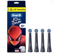 Oral-B iO Kids 6+ Marvel Spiderman - Set di 4 testine originali per spazzolino elettrico Oral-B iO Kids per bambini dai 6 anni in su, delicato su denti e gengive, colore nero