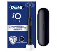Oral-B iO 2 Spazzolino Elettrico Oral B, Nero, 1 Testina Di Ricambio, 1 Custodia Da Viaggio, Spazzolino, Delicato sulle Gengive, Efficace sulla placca, Sensore di Pressione