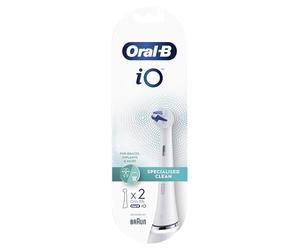Oral-B iO Specialized Clean - Testina per spazzolino elettrico, ciuffi ad angolo preciso per una rimozione più profonda della placca per aree difficili da raggiungere, confezione da 2, colore: bianco