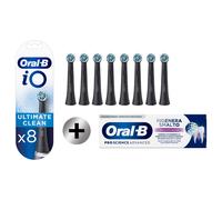 Oral-B iO Testine Ultimate Clean Nere, 8 Testine + Oral-B Dentifricio Pro-Science Advanced Rigenera Smalto Sbiancante Delicato