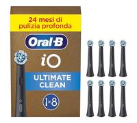 Oral-B iO Ultimate Clean Testine Spazzolino Elettrico, Confezione da 8 Testine di Ricambio Nere, Rimuove il 100% della Placca, Progettate per il tuo Oral-B iO, Adatto alla Buca delle Lettere