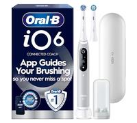 Oral-B iO6 Spazzolino Elettrico Bianco con Connessione App, Sensore di Pressione, 5 Modalità di Pulizia, In ustodia da Viaggio, Testina Rotonda