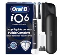 Oral-B iO6 Spazzolino Elettrico | Nero | 2 Testine di Ricambio | Batteria a Lunga Durata | Custodia da Viaggio Premium | Astuccio Magnetico | Porta Testine | Edizione Regalo
