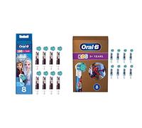 Oral-B Kids Testine di Ricambio con Personaggi Spiderman, Confezione da 8 Pezzi, Adatto per Buca Delle Lettere, 8 Testine & Testine Spazzolino Elettrico Bambini Disney Frozen, 8 Pezzi, Bianco