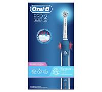 Oral-B Pro 2 2000 Spazzolino Elettrico, con Testine Oral B Cross Action, UltraThin, Azione Sbiancante Denti, Timer Integrato, 1 Testina, Batteria Litio, Idea Regalo, Bianco e Blue