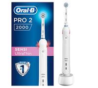 Oral-B Pro 2 2000 Spazzolino Elettrico Ricaricabile, Manico Bianco, 1 Testina Sensi UltraThin