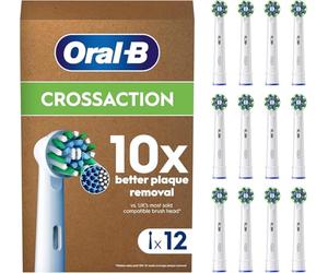 Oral-B Pro Cross Action - Testina per spazzolino elettrico, forma a X e setole angolate per una rimozione più profonda della placca, confezione da 12 pezzi, colore: bianco