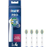 Oral-B Pro Floss Action - Testina per spazzolino elettrico, a forma di X e setole interdentali per una rimozione più profonda della placca, confezione da 4 testine per spazzolino da denti, colore bianco
