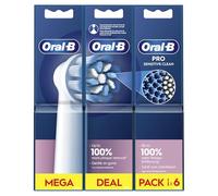 Oral-B Pro Sensitive Clean - Testina per spazzolino elettrico, a forma di X, setole extra morbide per spazzolatura delicata e rimozione della placca, confezione da 6, colore: bianco