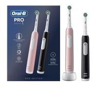 Oral-B Pro Series 1 Confezione da due spazzolini elettrici rosa e neri, 2 testine, progettati da Braun