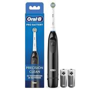 Oral-B Pro - Spazzolino da denti a batteria, testina di precisione pulita, rimozione placca per denti, 2 batterie incluse, nero