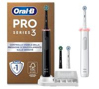 Oral-B Spazzolini Elettrici Ricaricabili Nero e Bianco Pro Series 3, 4 testine. 2 Spazzolini