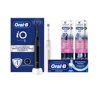 Oral-B iO 2 Spazzolino Elettrico Oral B, Nero e Rosa, 1 Testina Di Ricambio, 2 Spazzolini, Delicato sulle Gengive, Efficace sulla placca, Sensore di Pressione