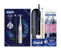 Oral-B iO Series 2 Spazzolino elettrico Duo, con 2 maniglie, 3 testine di ricambio, custodia da viaggio, 3 modalità di pulizia per la cura dei denti, spazzolino elettrico, progettato da marrone, nero