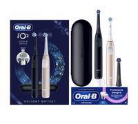 Oral-B iO Series 2 Spazzolino elettrico Duo, con 2 maniglie, 3 testine di ricambio, custodia da viaggio, 3 modalità di pulizia per la cura dei denti, spazzolino elettrico, progettato da marrone, nero