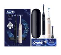 Oral-B iO Series 2 Spazzolino elettrico Duo, con 2 maniglie, 3 testine di ricambio, custodia da viaggio, 3 modalità di pulizia per la cura dei denti, spazzolino elettrico, progettato da marrone, nero