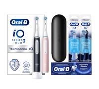 Oral-B Spazzolino Elettrico iO 3 Ricaricabile Rosa/Nero, 2 spazzolini, 2 testine, custodia