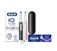 Oral-B Spazzolino Elettrico Duo Pack iO 3 Nero e Rosa, 2 Testine, 1 Custodia da Viaggio + Dentifricio Advanced Protezione Gengive