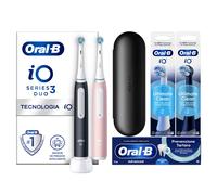 Oral-B Spazzolino Elettrico iO 3 Ricaricabile Rosa/Nero, 2 spazzolini, 2 testine, custodia