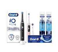 Oral-B Spazzolino Elettrico Ricaricabile iO 6 Nero e Rosa, 2 Spazzolino Elettrico Oral B, 3 Testine Di Ricambio, Confezione Doppia, Pulizia Denti Efficace