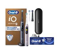 Oral-B Spazzolino Elettrico Duo Pack iO 9 Nero e Rosa, 4 Testine, 1 Custodia Da Viaggio + Dentifricio Advanced Rigenera Smalto