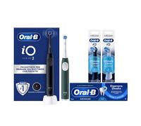 Oral-B iO 2 Spazzolino Elettrico Oral B, Nero e Verde, 1 Testina Di Ricambio, 2 Spazzolini, Delicato sulle Gengive, Efficace sulla placca, Sensore di Pre Oral-B