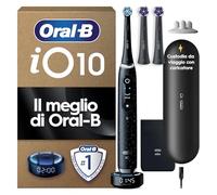 Oral-B Spazzolino Elettrico iO 10, 3 Testine di Ricambio per Spazzolino Elettrico Ricaricabile Autentiche, Custodia Da Viaggio Ricaricabile, Pulizia Denti Efficace, Nero