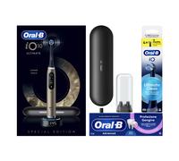 Oral-B iO10 Spazzolino Elettrico Lunar Gold, Spazzolino Elettrico Oral B, Testina Ultimate Clean, Caricatore Magnetico, Custodia da Viaggio, Supporto Igienico per Testine, Pulizia Denti