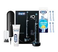 Oral-B Spazzolino Elettrico iO 10 Nero, Testina e Dentifricio Gengive + 4 Testine Oral B di Ricambio iO Series Ultimate Clean Bianche, 5 Ricambi Spazzolini Elettrici