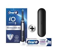 Oral-B Spazzolino Elettrico iO 3 Nero, 1 Testina, 1 Custodia Da Viaggio + Oral-B Dentifricio Pro-Science Advanced Rigenera Smalto Sbiancante Delicato