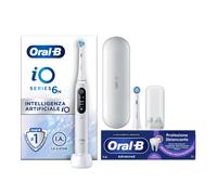 Oral-B Spazzolino Elettrico Ricaricabile iO 6N, Sensore di Pressione, Display Interattivo, Intelligenza Artificiale, 2 Testine, 1 Spazzolino, 1 Custodia da Viaggio, Bianco, Idea Regalo