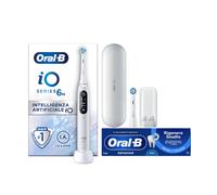 Oral-B Spazzolino Elettrico Ricaricabile iO 6N, Sensore di Pressione, Display Interattivo, Intelligenza Artificiale, 2 Testine, 1 Spazzolino, 1 Custodia da Viaggio, Bianco, Idea Regalo