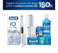 Oral-B Spazzolino Elettrico Ricaricabile iO 6N, Sensore di Pressione, Display Interattivo, Intelligenza Artificiale, 2 Testine, 1 Spazzolino, 1 Custodia da Viaggio, Bianco, Idea Regalo