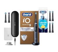 Oral-B Spazzolino Elettrico iO 9 Nero con 3 Testine + 4 Testine di Ricambio iO Series Ultimate Clean Nere