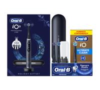 Oral-B Spazzolino Elettrico iO 9 Nero Giftpack Special Edition, 3 Testine, 1 Custodia Da Viaggio + Dentifricio Advanced Rigenera Smalto + Testine di Ricambio iO Ultimate Clean Nere, Confezione da 10 T