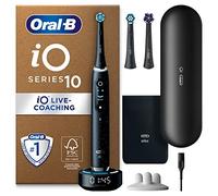 Oral-B Spazzolino Elettrico Ricaricabile iO 10, Sensore di Pressione, Display Interattivo, Intelligenza Artificiale con Live Coaching, 3 Testine, 1 Spazzolino, 1 Custodia da Viaggio, Nero, Idea Regalo