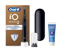 Oral-B Spazzolino Elettrico Ricaricabile iO 2 Nero, 1 Spazzolino Elettrico, 1 Testina Di Ricambio, Custodia Da Viaggio, Supporto per testine + 1 Dentifricio Oral-B Pro, Pulizia Denti Efficace