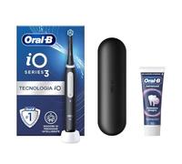 Oral-B Spazzolino Elettrico Ricaricabile iO 3 Nero, 1 Spazzolino Elettrico, 1 Testina Di Ricambio, Custodia Da Viaggio + Dentifricio Oral-B Advanced Protezione Gengive, Pulizia Denti Efficace