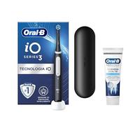 Oral-B Spazzolino Elettrico Ricaricabile iO 3 Nero, 1 Testina Di Ricambio, 1 Custodia Da Viaggio +Dentifricio Pro-Science Advanced Rigenera Smalto Pulizia Quotidiana 75ml. 1 Spazzolino