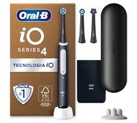 Oral-B Spazzolino Elettrico Ricaricabile iO 4N, Sensore di Pressione, Connessione Bluetooth, 4 Modalità di Spazzolamento, 3 Testine, 1 Spazzolino, 1 Custodia da Viaggio, Nero, Idea Regalo