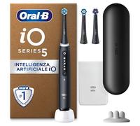Oral-B Spazzolino Elettrico Ricaricabile iO 5 Nero, 1 Spazzolino Elettrico Oral B, 3 Testine di Ricambio, Custodia Da Viaggio, Pulizia Denti Efficace