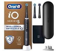Oral-B Spazzolino Elettrico Ricaricabile iO 5N, Sensore di Pressione, Intelligenza Artificiale, 5 Modalità di Spazzolamento, 3 Testine, 1 Spazzolino, 1 Custodia da Viaggio, Nero, Idea Regalo