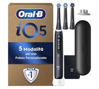 Oral-B Spazzolino Elettrico Ricaricabile iO 5N, Sensore di Pressione, Intelligenza Artificiale, 5 Modalità di Spazzolamento, 3 Testine, 1 Spazzolino, 1 Custodia da Viaggio, Nero, Idea Regalo