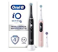 Oral-B Spazzolino Elettrico Ricaricabile iO 6 Nero e Rosa, 2 Spazzolino Elettrico Oral B, 3 Testine Di Ricambio, Confezione Doppia, Pulizia Denti Efficace
