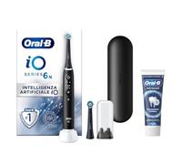Oral-B Spazzolino Elettrico Ricaricabile iO 6N Nero, 1 Spazzolino Elettrico, 2 Testine Di Ricambio, Custodia Da Viaggio + 1 Dentifricio Oral-B Advanced Prevenzione Tartaro, Pulizia Denti