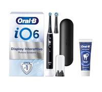 Oral-B Spazzolino Elettrico Ricaricabile iO 6N Nero, 1 Spazzolino Elettrico, 2 Testine Di Ricambio, Custodia Da Viaggio + 1 Dentifricio Oral-B Advanced Rigenera Smalto, Pulizia Denti Efficace