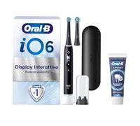 Oral-B Spazzolino Elettrico Ricaricabile iO 6N Nero, 1 Spazzolino Elettrico, 2 Testine Di Ricambio, Custodia Da Viaggio + 1 Dentifricio Oral-B Advanced Prevenzione Tartaro, Pulizia Denti