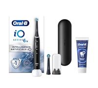 Oral-B Spazzolino Elettrico Ricaricabile iO 6N Nero, 1 Spazzolino Elettrico, 2 Testine Di Ricambio, Custodia Da Viaggio + 1 Dentifricio Oral-B Advanced Rigenera Smalto, Pulizia Denti Efficace